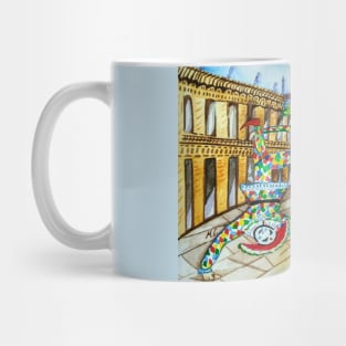 Arlecchino and Colombina. Carnival of Venice. Mug